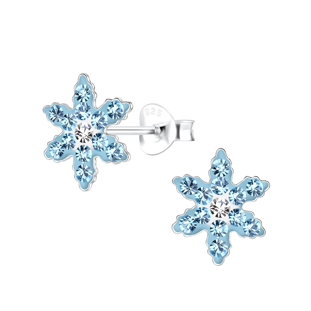 Puces d'oreilles flocon de neige en argent