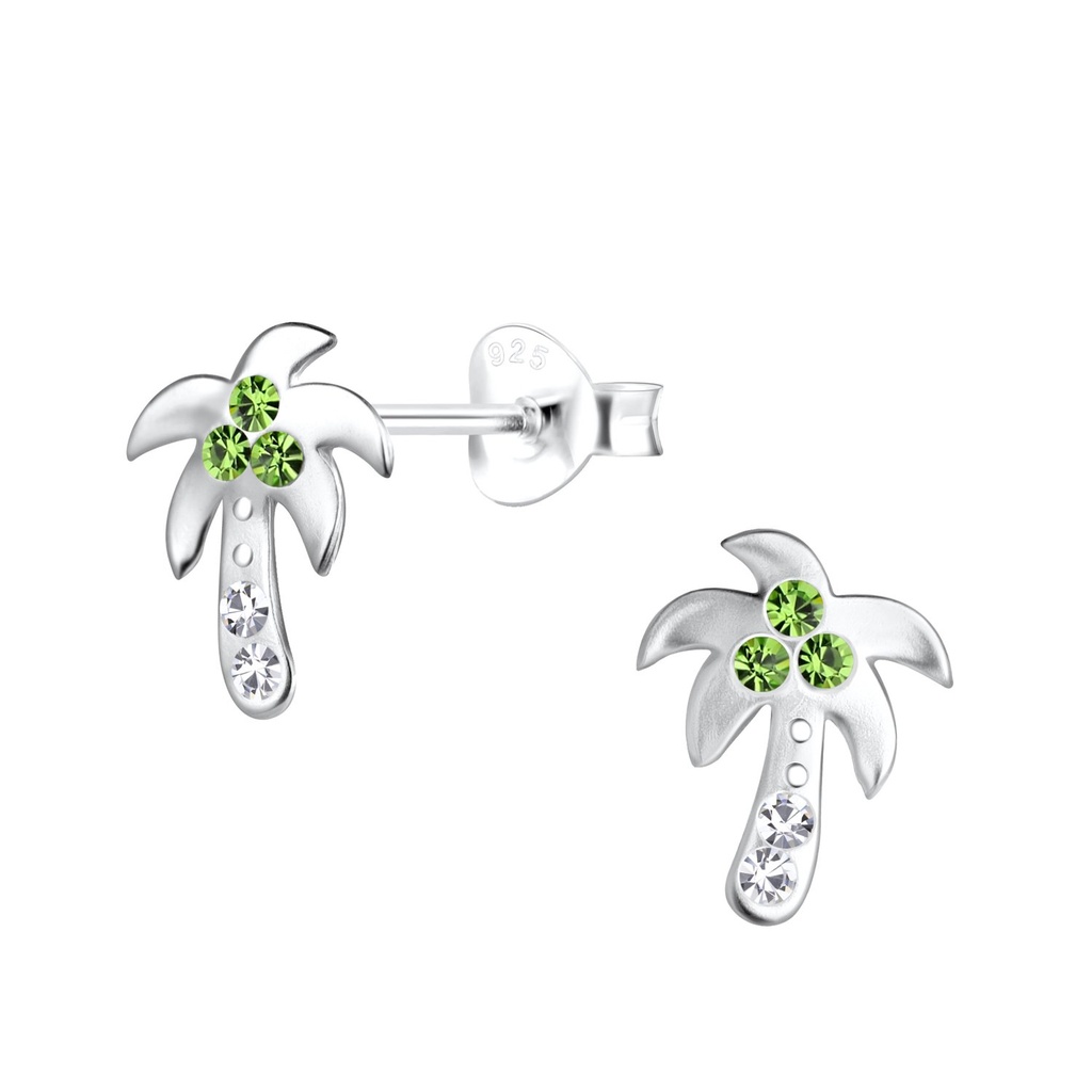 Silver Coconut Tree Stud Earrings 