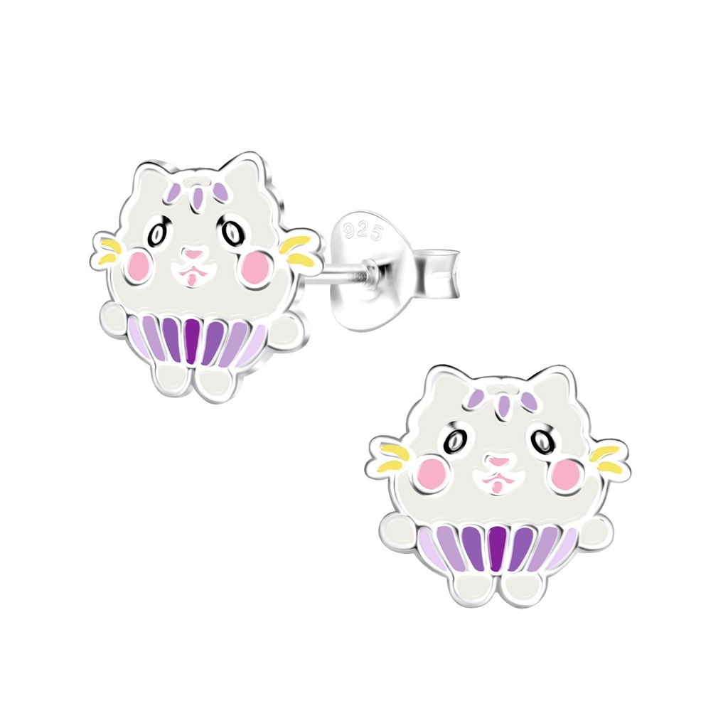 Puces d'oreilles chat en argent