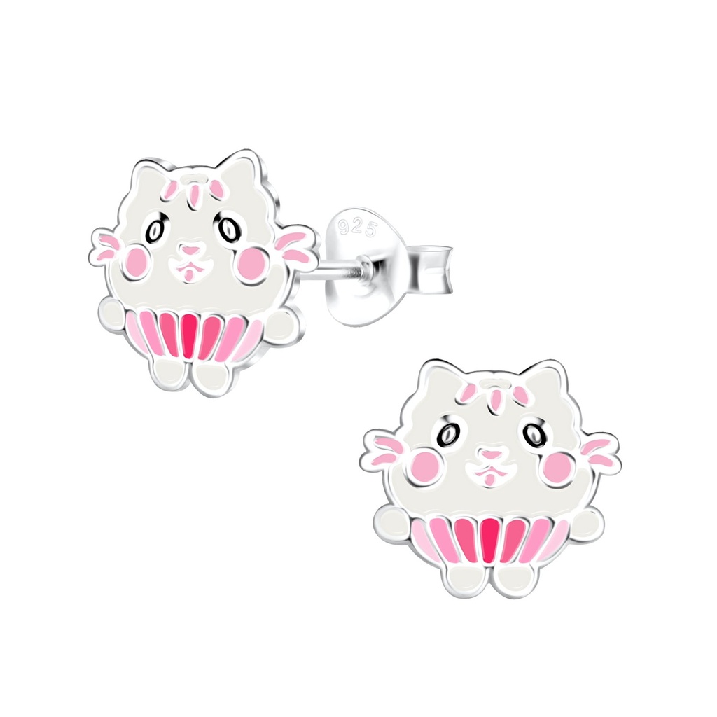 Puces d'oreilles chat en argent