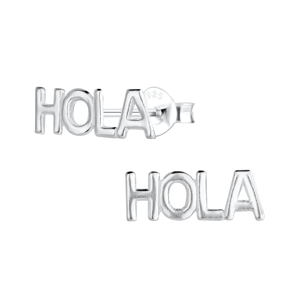 Silver HOLA Studs Earrings