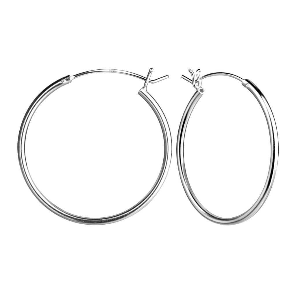 Créoles fermoir français en argent 30 mm