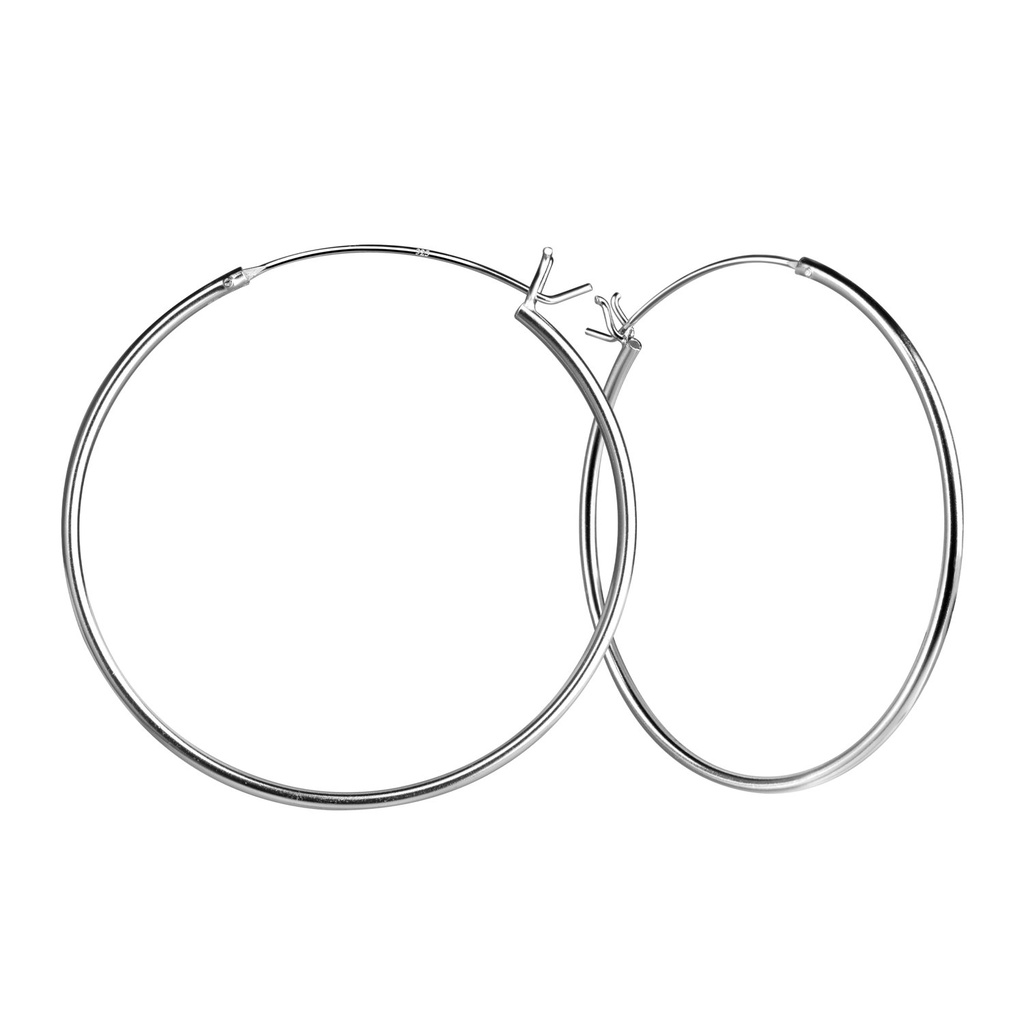 Créoles fermoir français en argent 40 mm