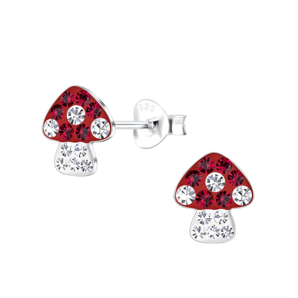 Silver Mushroom Stud Earrings