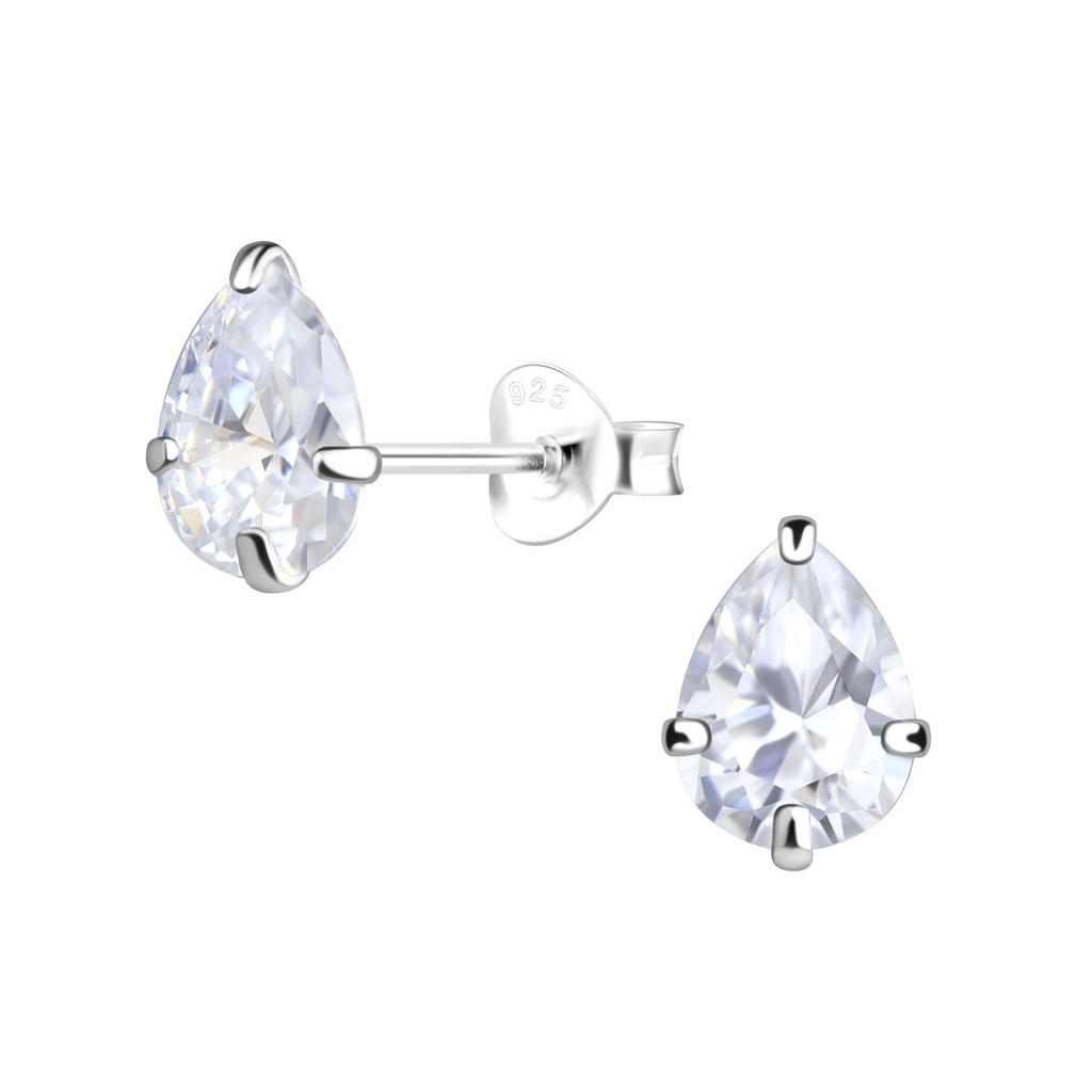 Puces d'oreilles zircon poire 6x8 mm