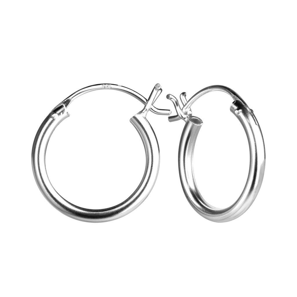 Créoles fermoir français en argent 16 mm