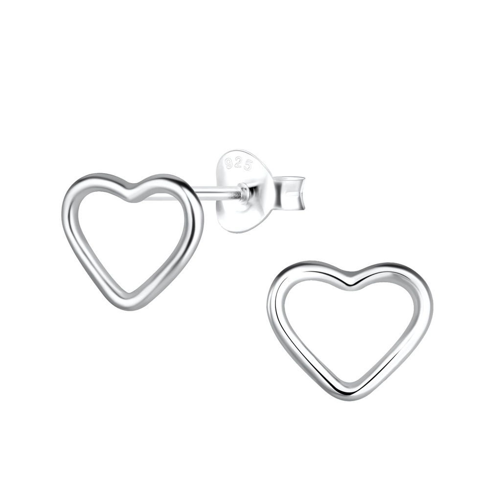 Silver Heart Stud Earrings