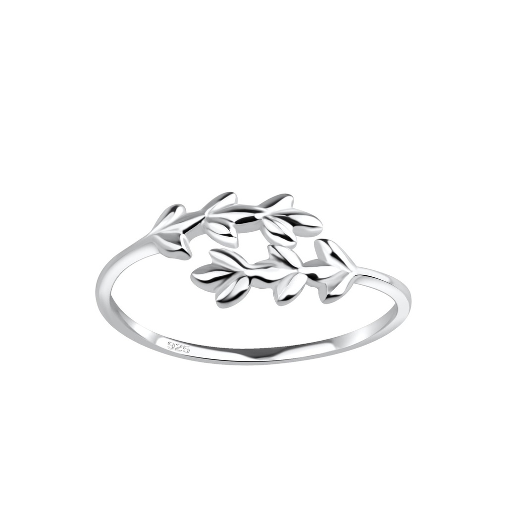 Bague feuille olive ouverte en argent