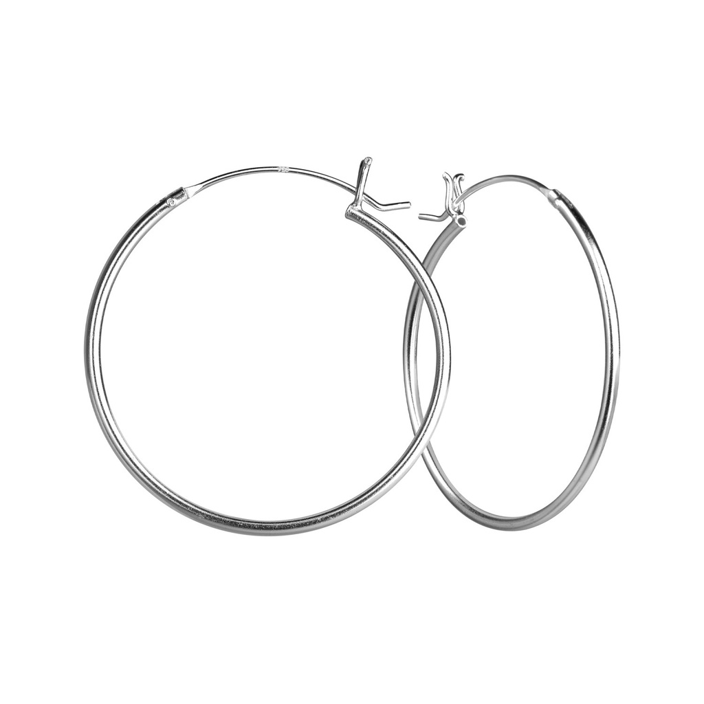 [10012584] 30mm Silver French Lock Hoop Earrings