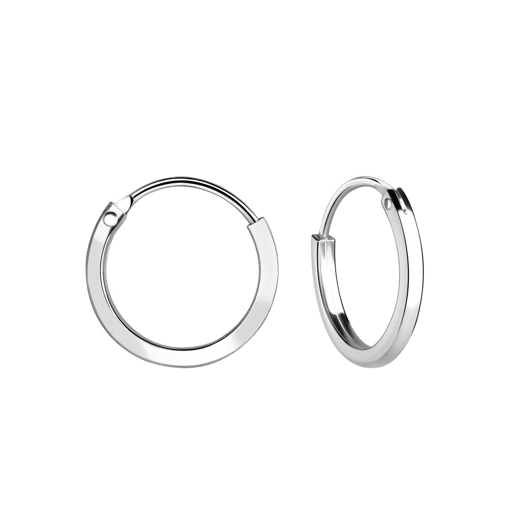 [10015909] 12mm Silver Square Tube Hoop Earrings