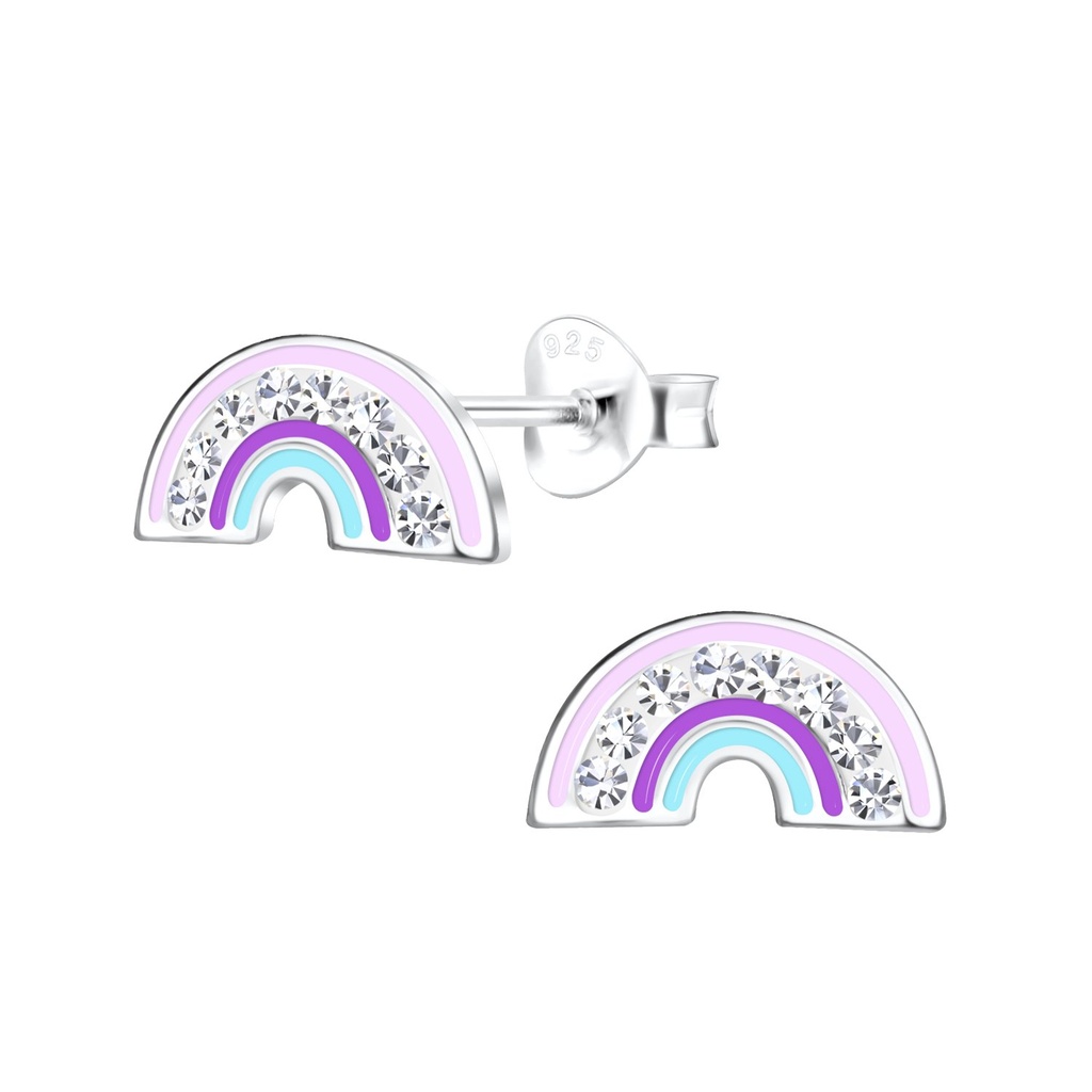 Silver Rainbow Stud Earrings