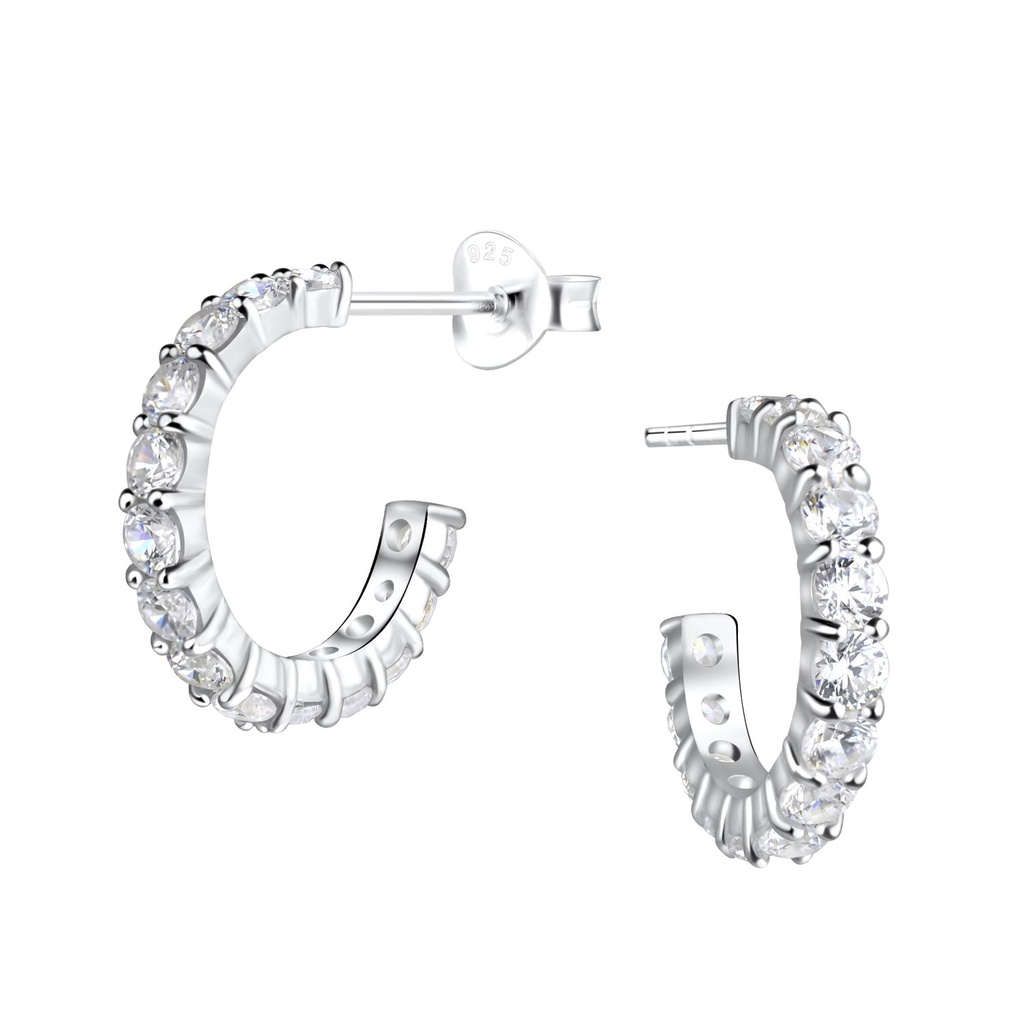 Puces d'oreilles demi-créole en argent