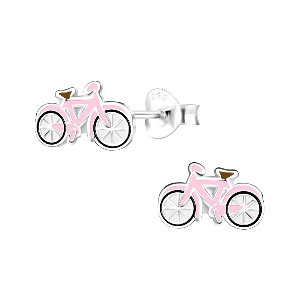 Silver Bicycle Stud Earrings