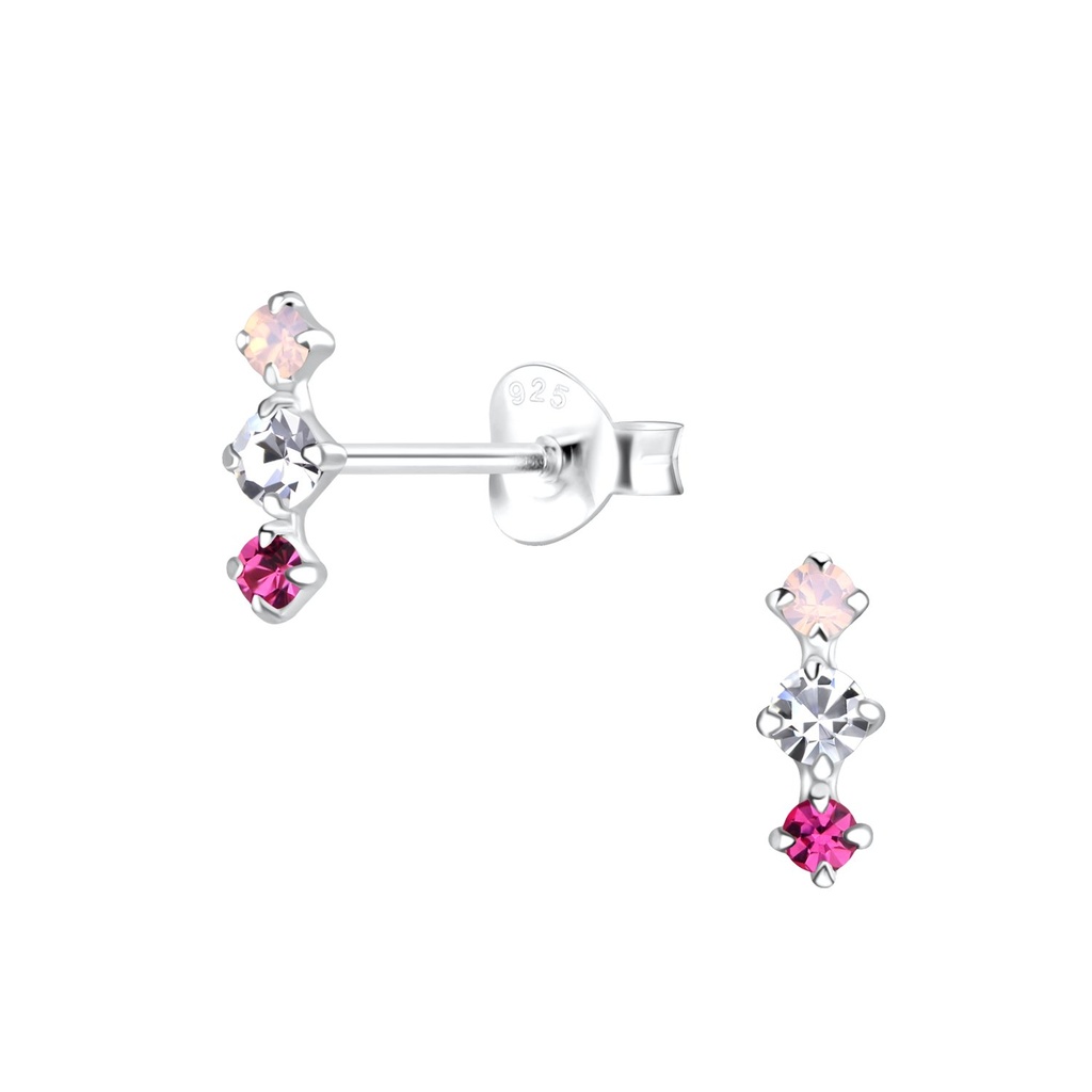 Puces d'oreilles barre en argent cristal