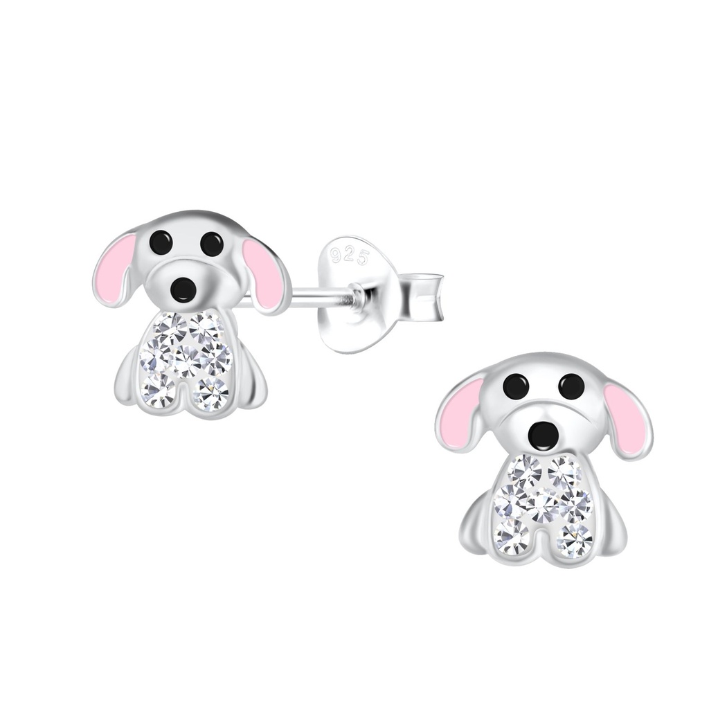 Puces d'oreilles chien en argent