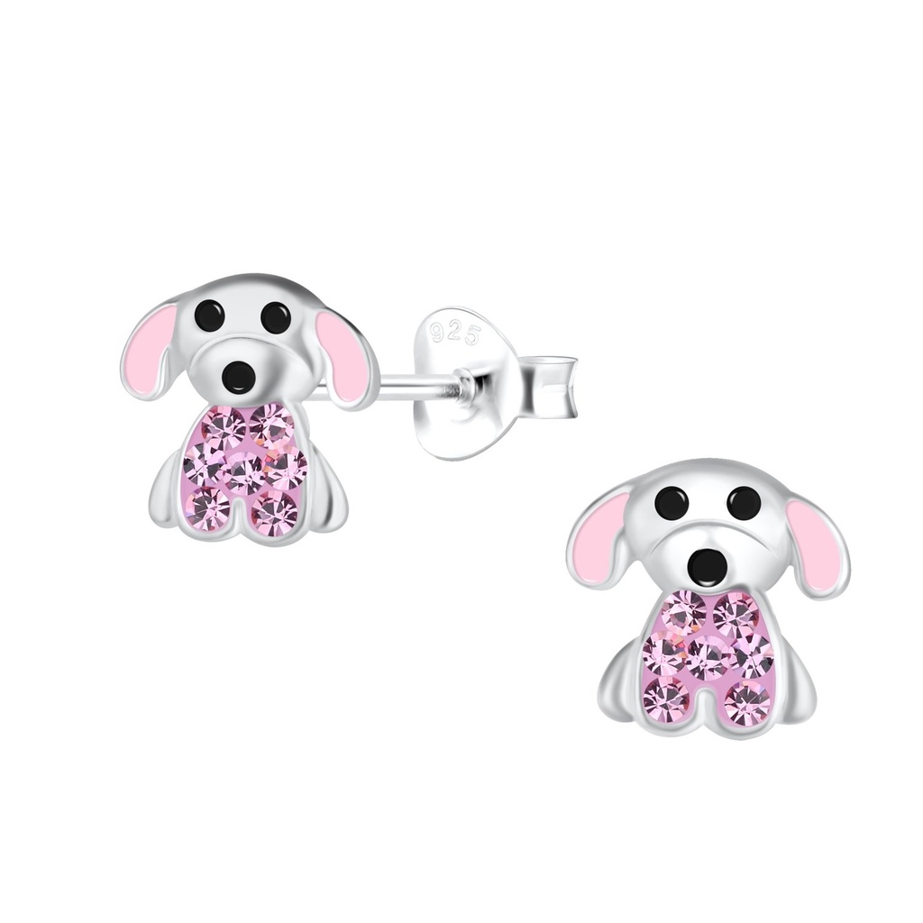 Silver Dog Stud Earrings