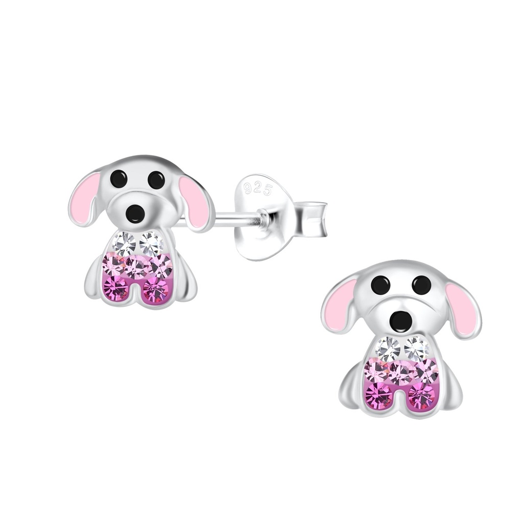 Puces d'oreilles chien en argent
