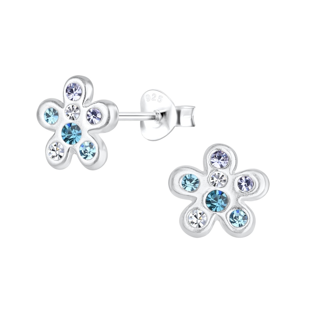 Puces d'oreilles fleur en argent
