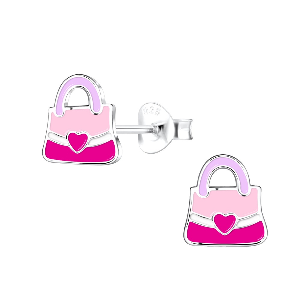 [10024027] Silver Handbag Stud Earrings