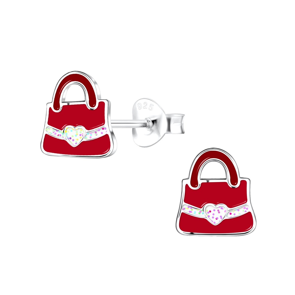 Puces d'oreilles sac à main en argent