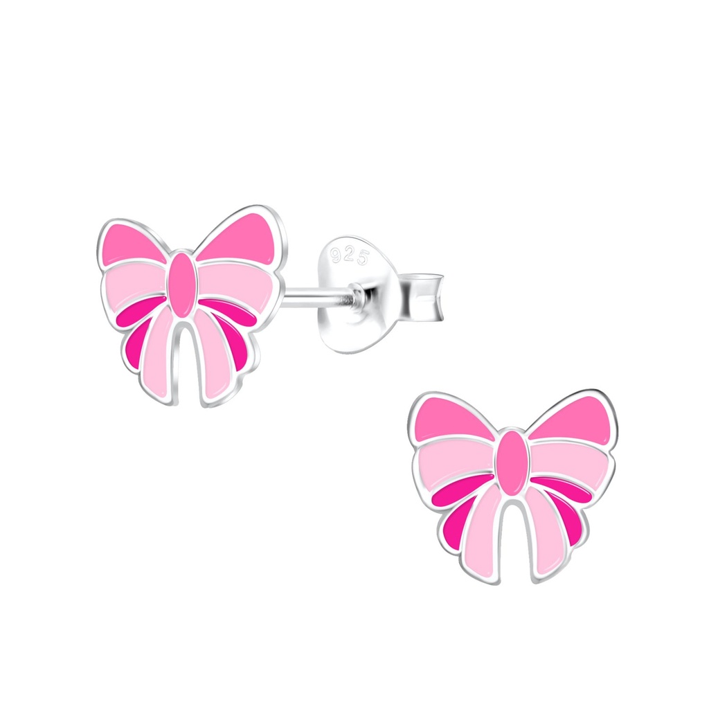 Silver Bow Stud Earrings