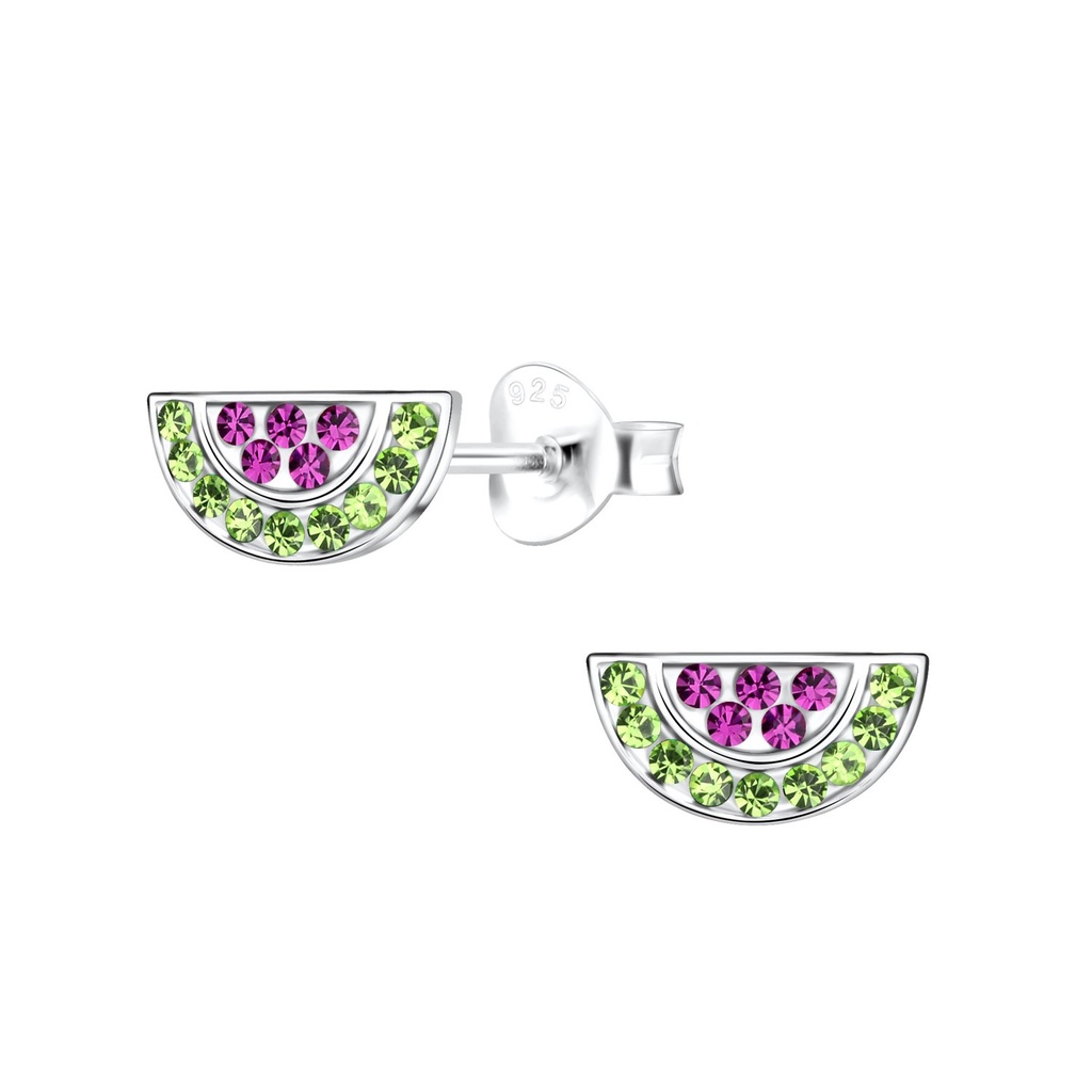 [10024011] Silver Watermelon Stud Earrings