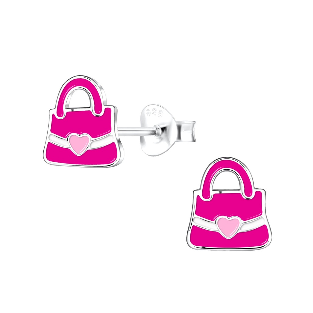 Silver Handbag Stud Earrings