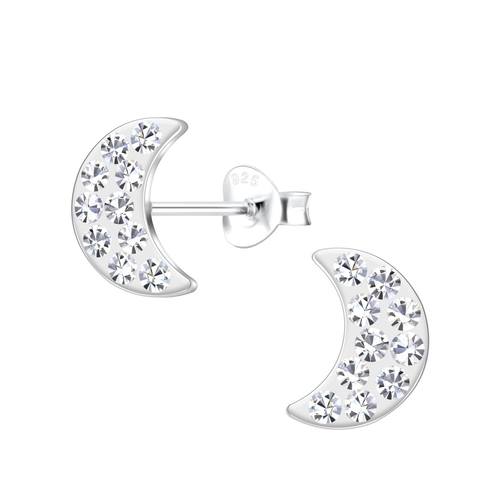 Silver Moon Stud Earrings