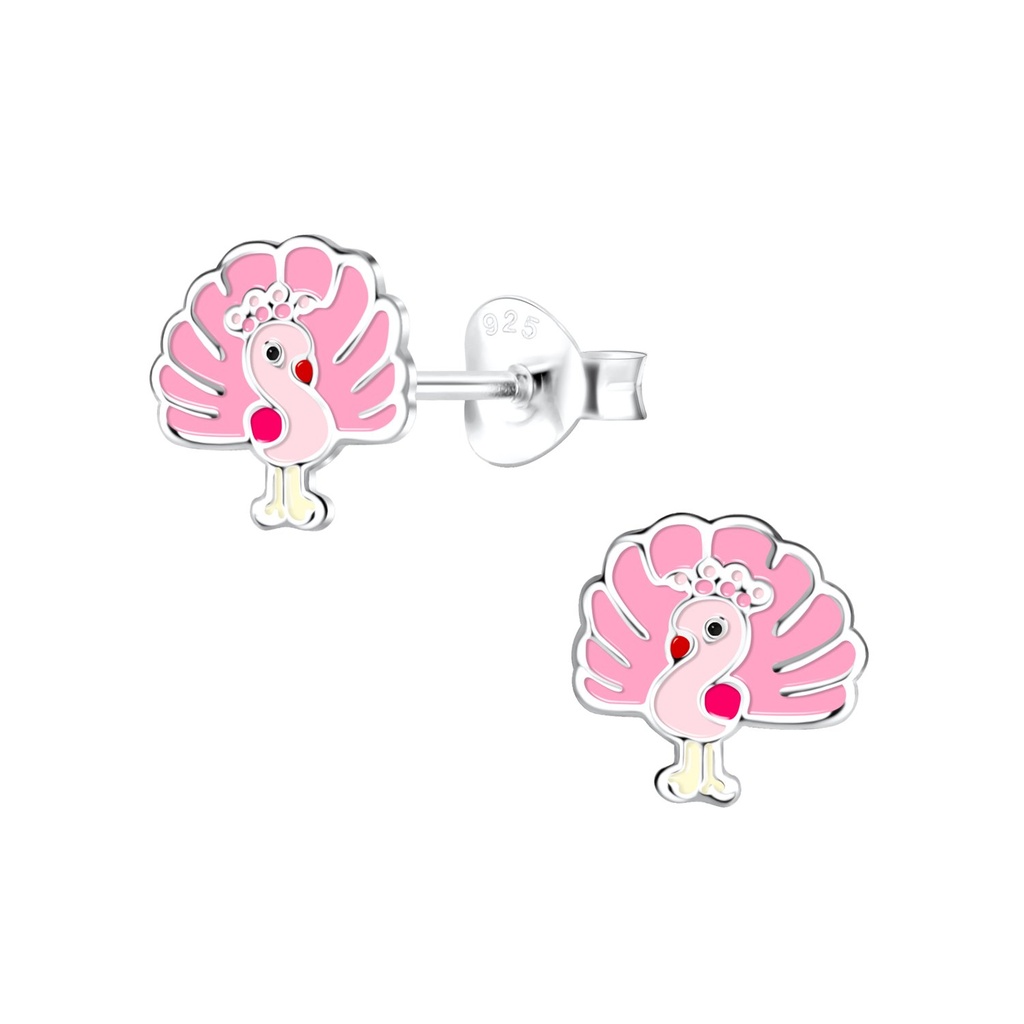 Puces d'oreilles paon en argent