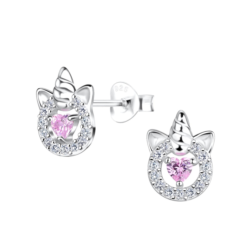 Silver Unicorn Stud Earrings