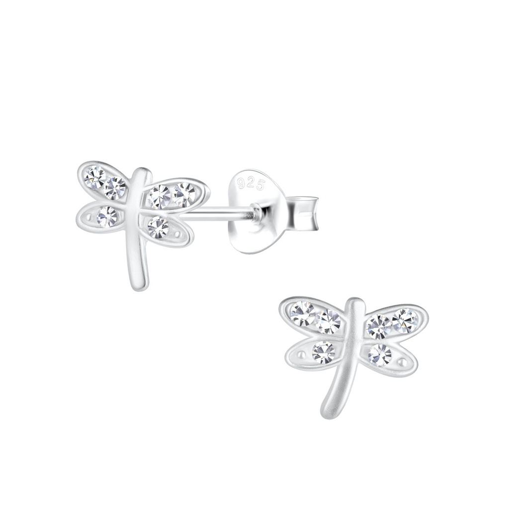 Puces d'oreilles libellule en argent