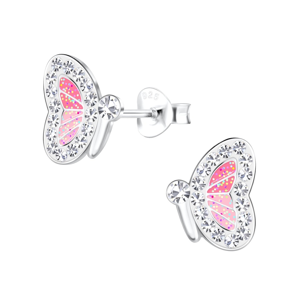 Puces d'oreilles papillon en argent