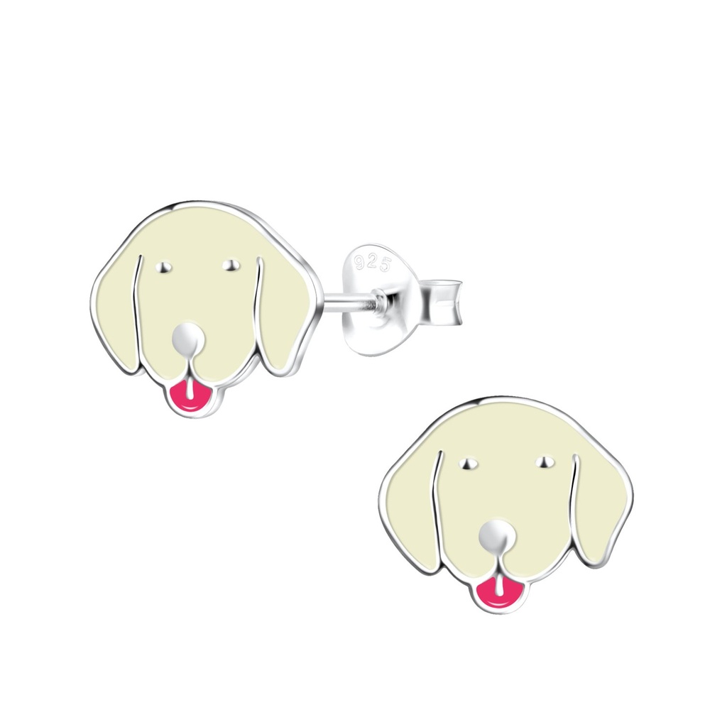 Silver Dog Stud Earrings 