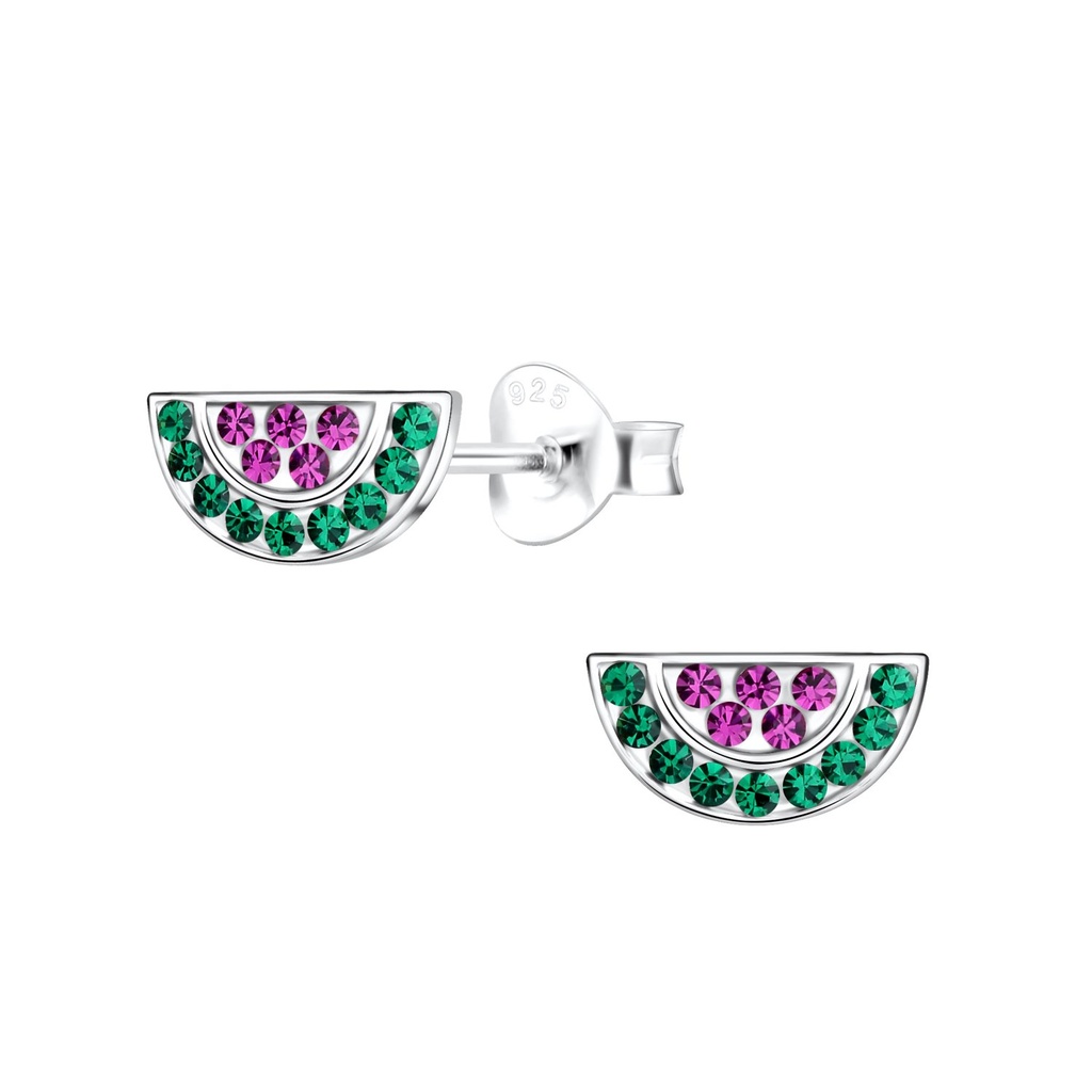 Silver Watermelon Stud Earrings