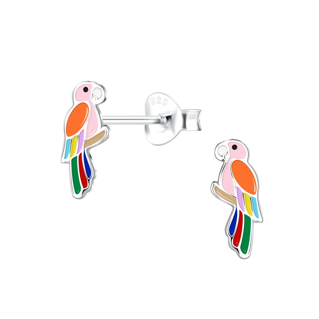 Puces d'oreilles perroquet en argent