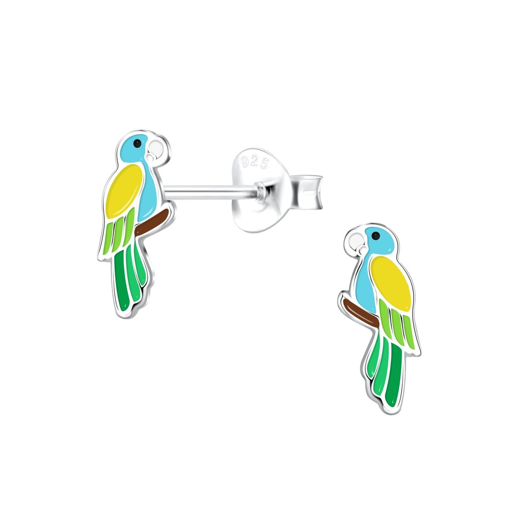 Puces d'oreilles perroquet en argent