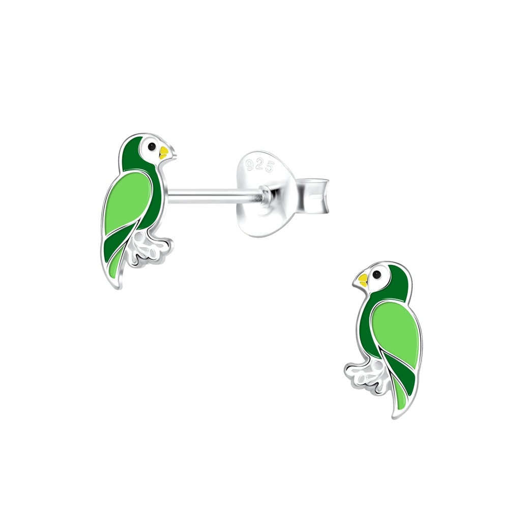 Puces d'oreilles perroquet en argent