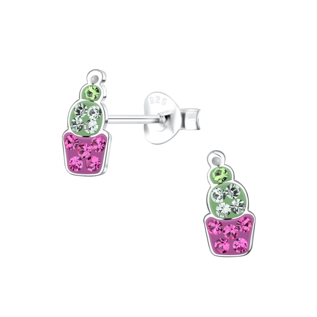 Puces d'oreilles cactus en argent