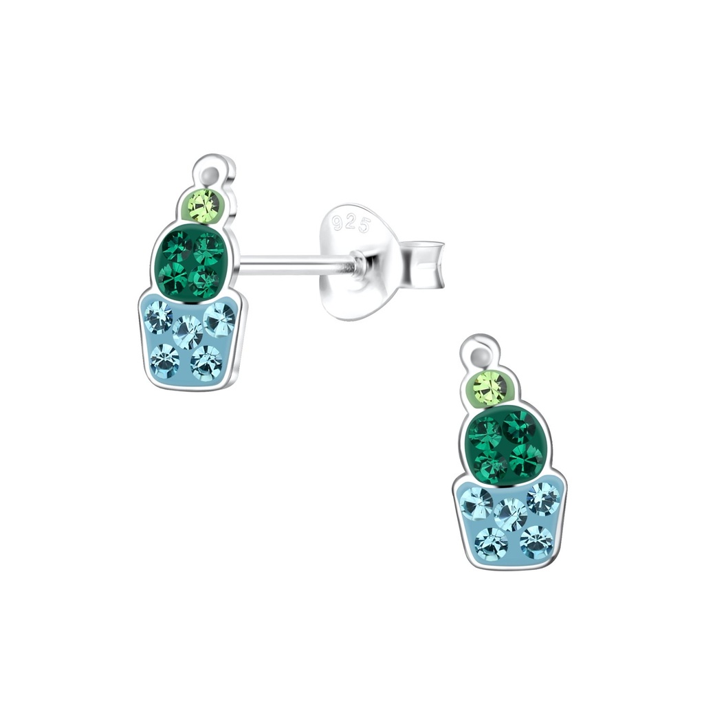 Silver Cactus Stud Earrings
