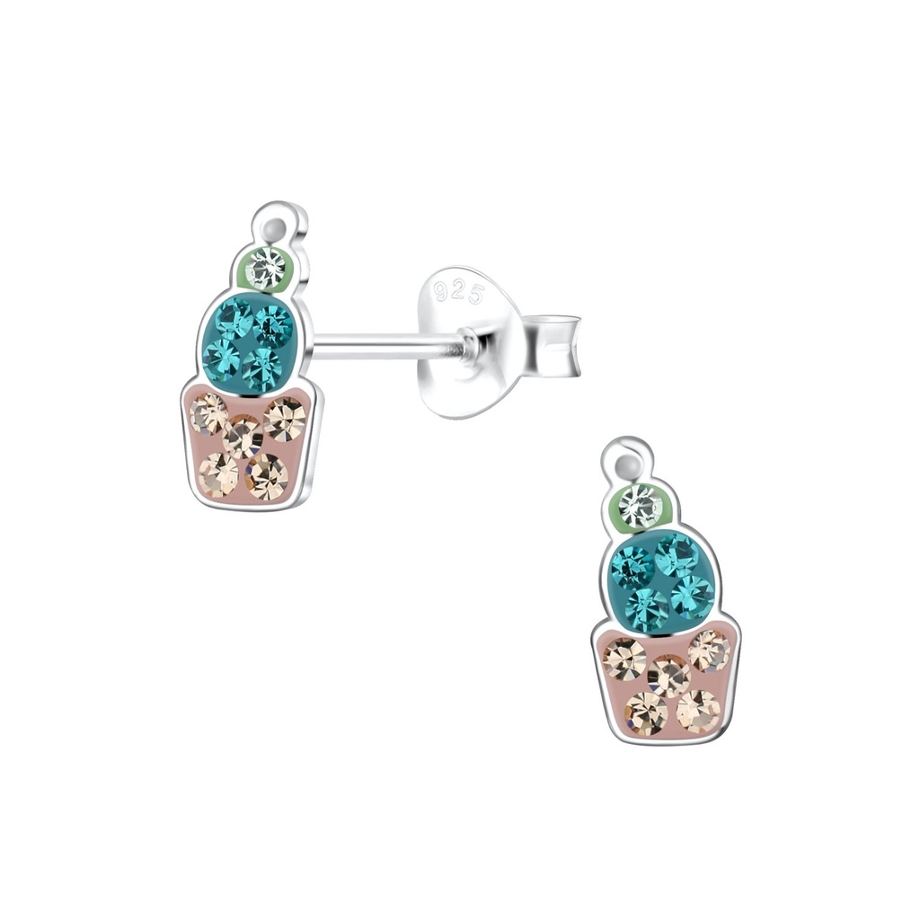 Puces d'oreilles cactus en argent