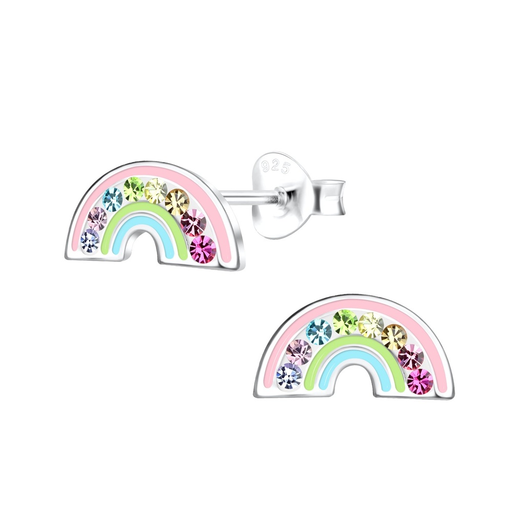Puces d'oreilles arc-en-ciel en argent