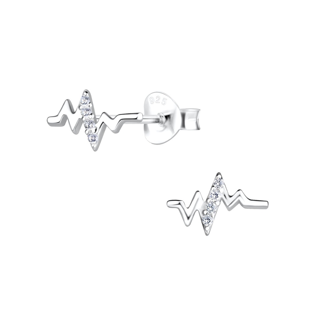 Puces d'oreilles battement de cœur en argent