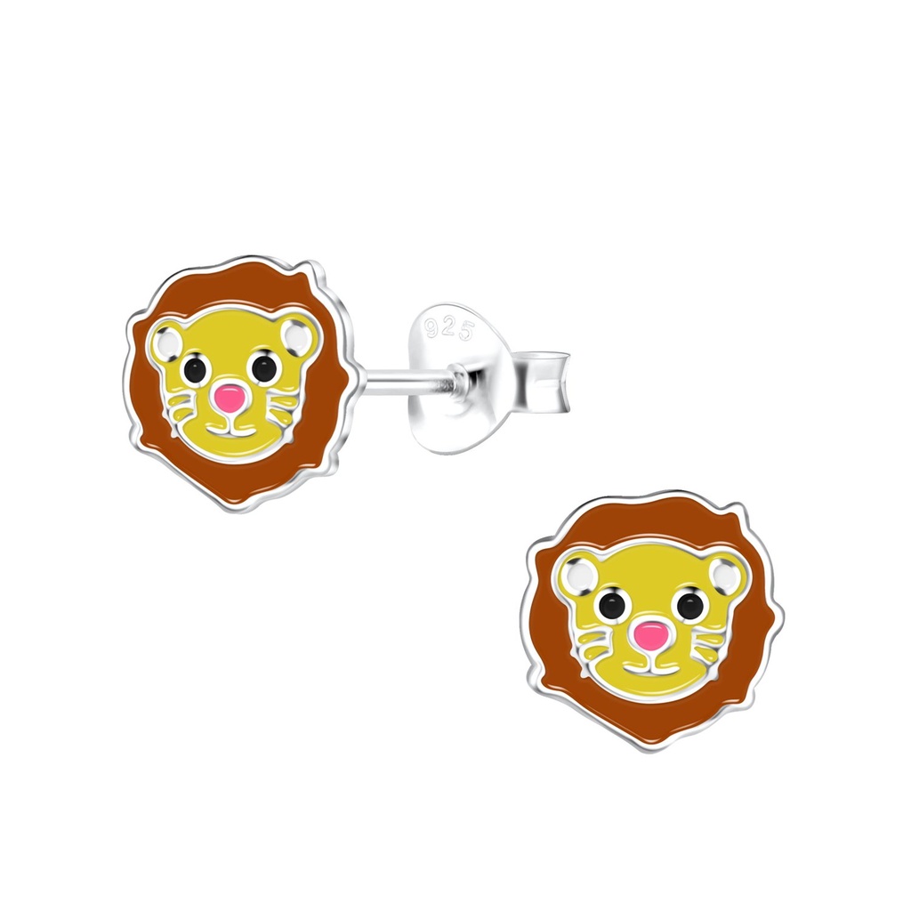 Silver Lion Stud Earrings