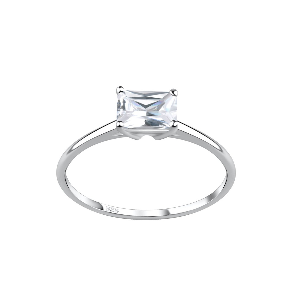 Bague en argent zircon baguette 4X6 mm