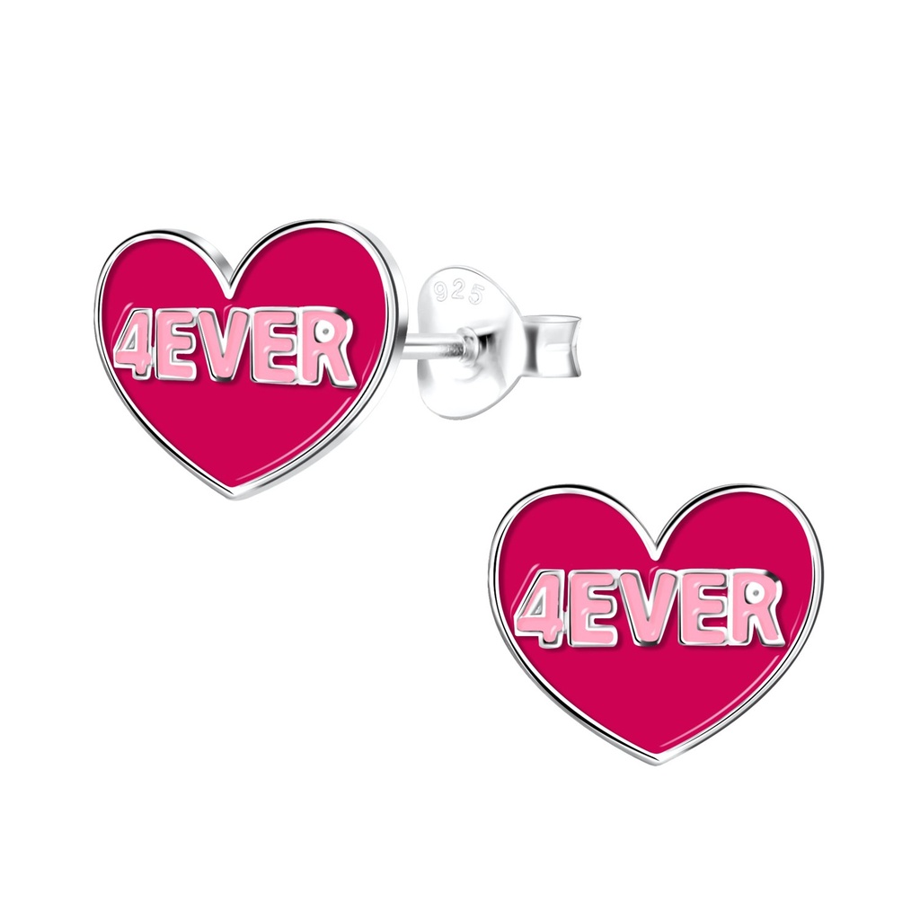 Puces d'oreilles cœur 4Ever en argent