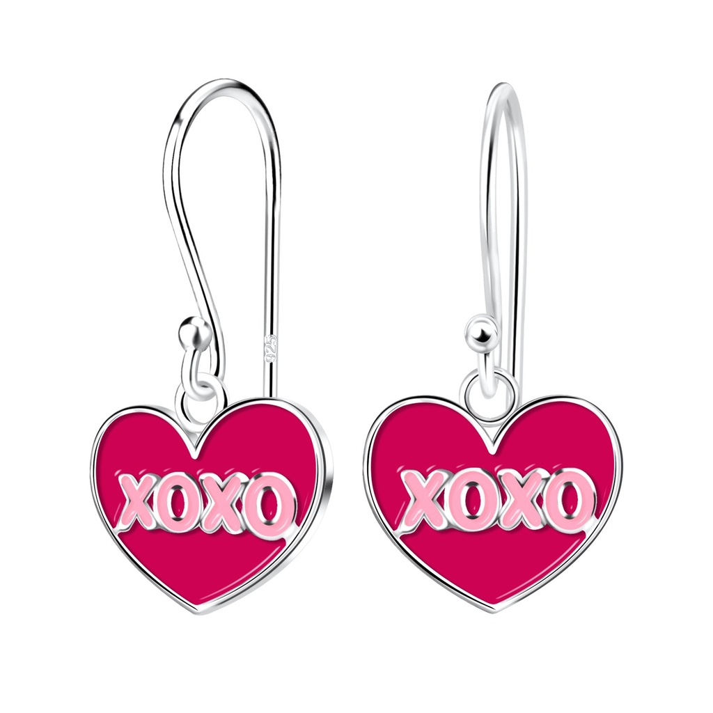 [10023258] Silver XOXO Heart Earrings