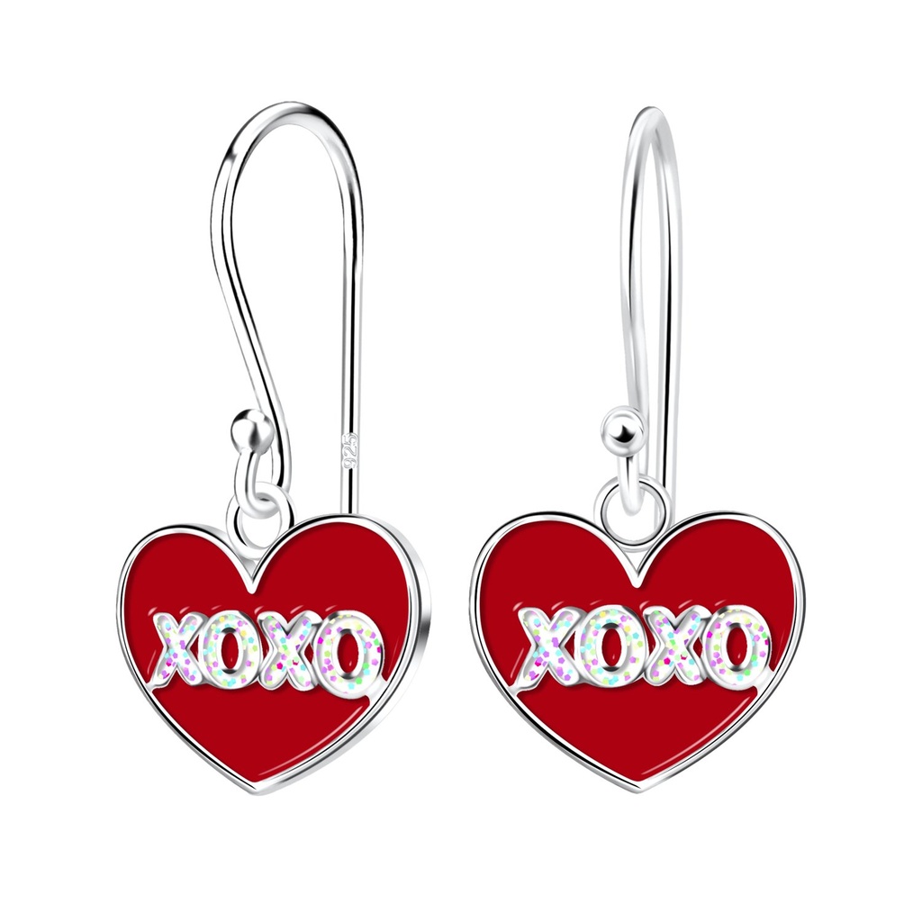 Silver XOXO Heart Earrings