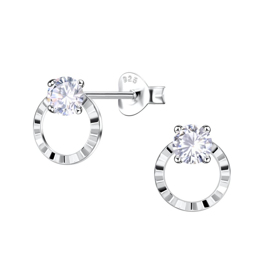 Silver Geometric Stud Earrings