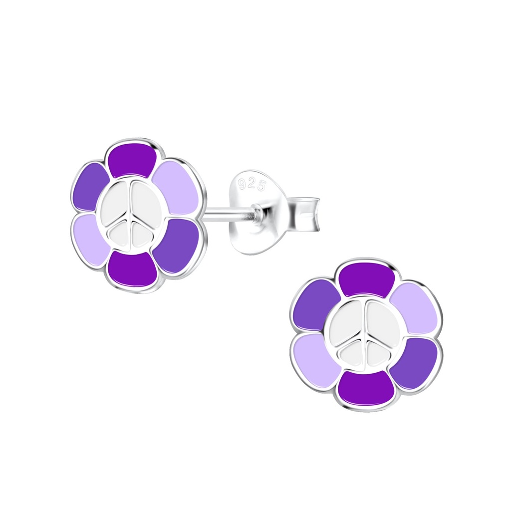 Puces d'oreilles fleur en argent