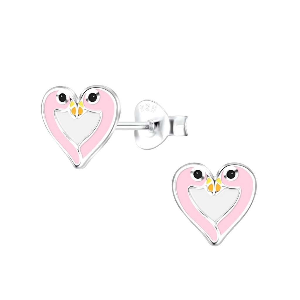 Puces d'oreilles flamant rose en argent